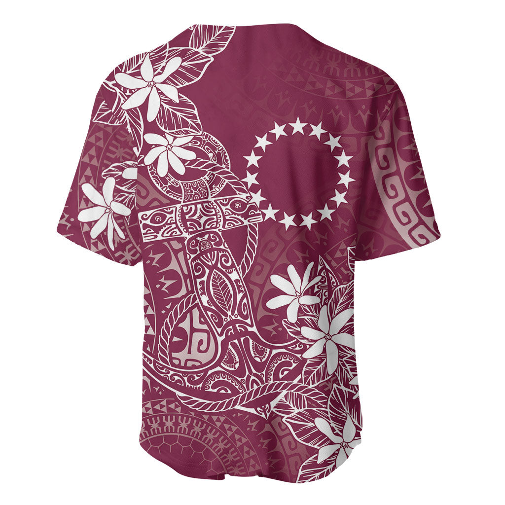 Maroon Kuki Airani Tapakau Baseball Jersey Tribal Anchor Mix Tiare