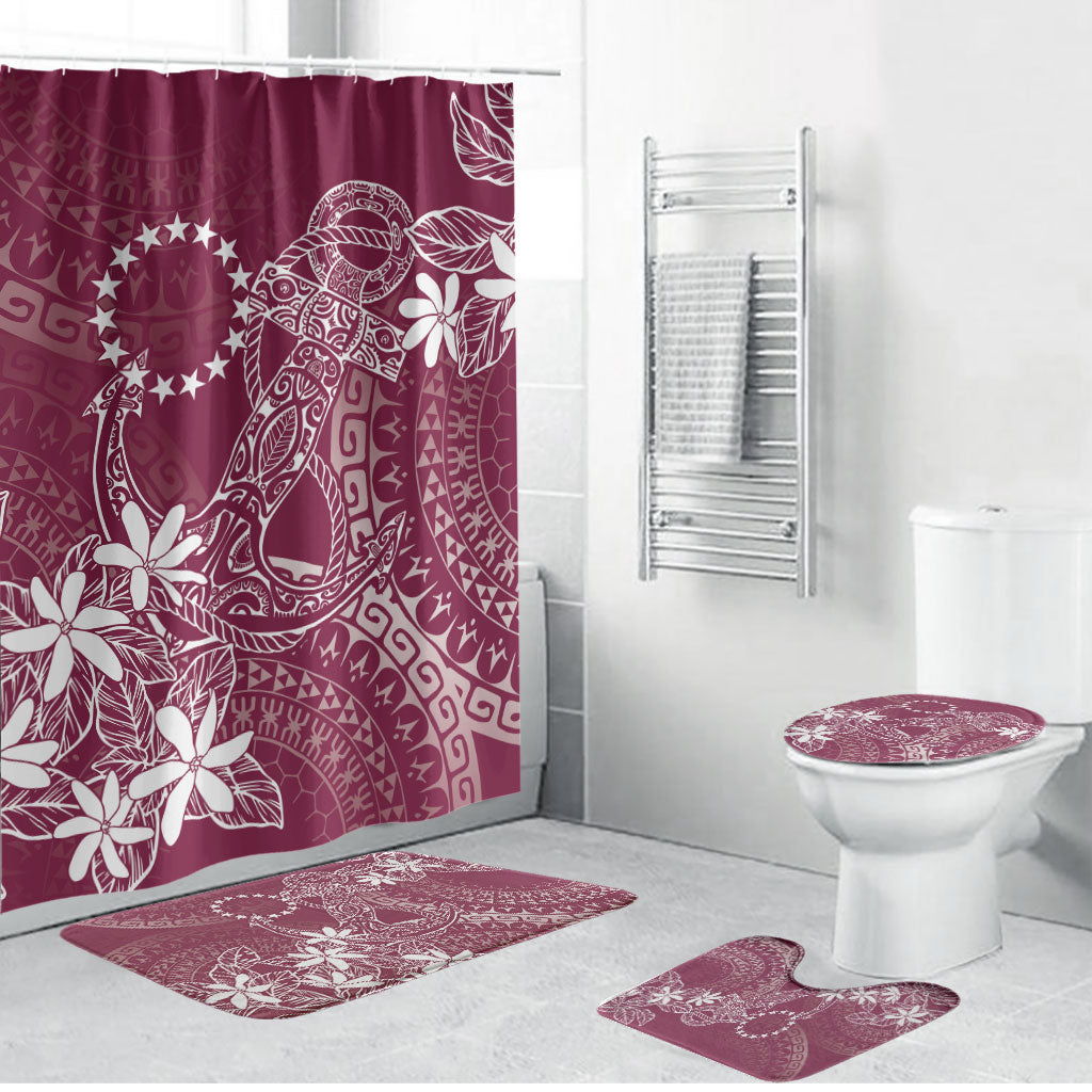 Maroon Kuki Airani Tapakau Bathroom Set Tribal Anchor Mix Tiare