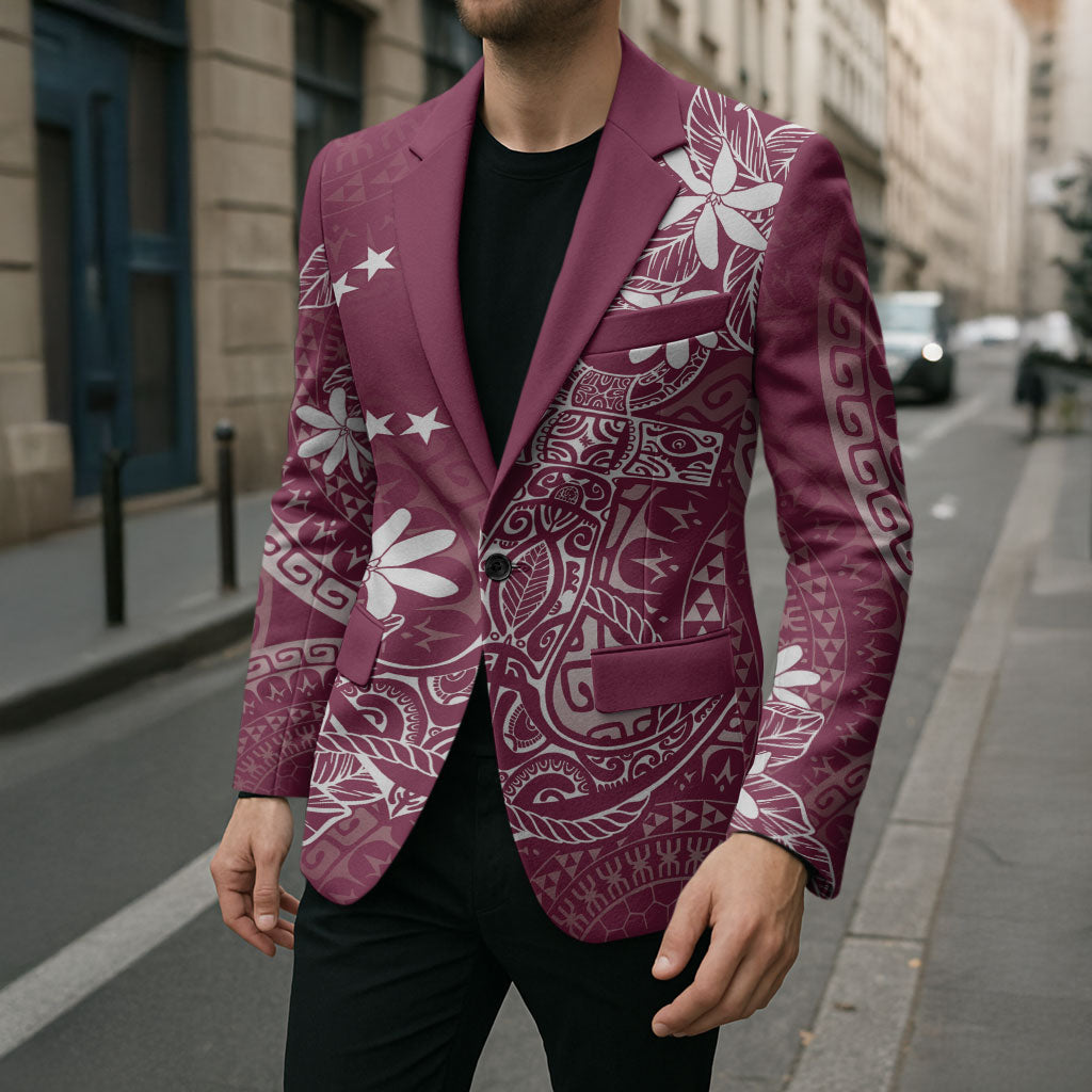 Maroon Kuki Airani Tapakau Blazer Tribal Anchor Mix Tiare