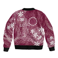 Maroon Kuki Airani Tapakau Bomber Jacket Tribal Anchor Mix Tiare