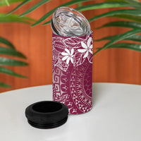 Maroon Kuki Airani Tapakau 4 in 1 Can Cooler Tumbler Tribal Anchor Mix Tiare