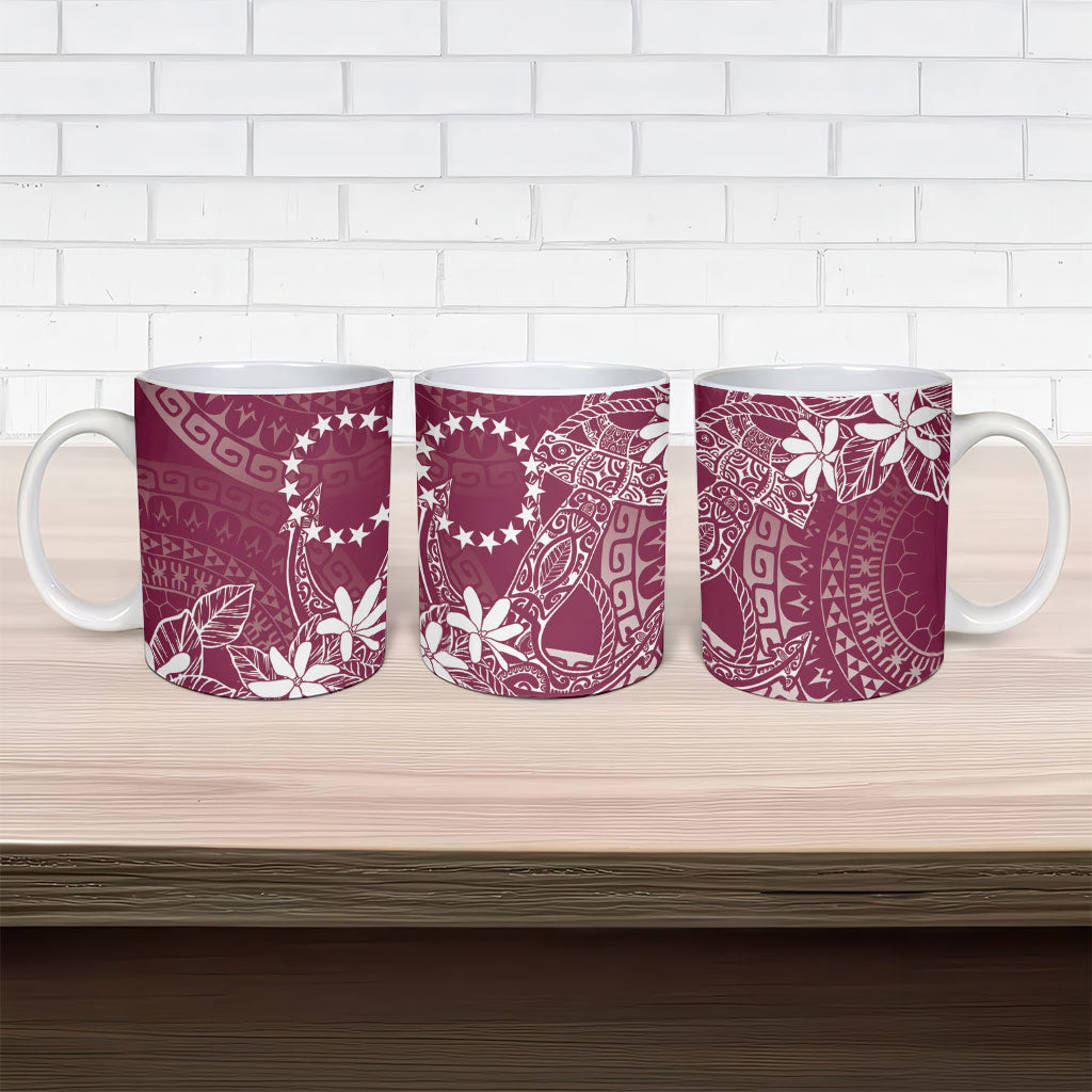 Maroon Kuki Airani Tapakau Ceramic Mug Tribal Anchor Mix Tiare