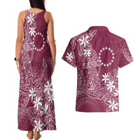 Maroon Kuki Airani Tapakau Couples Matching Tank Maxi Dress and Hawaiian Shirt Tribal Anchor Mix Tiare