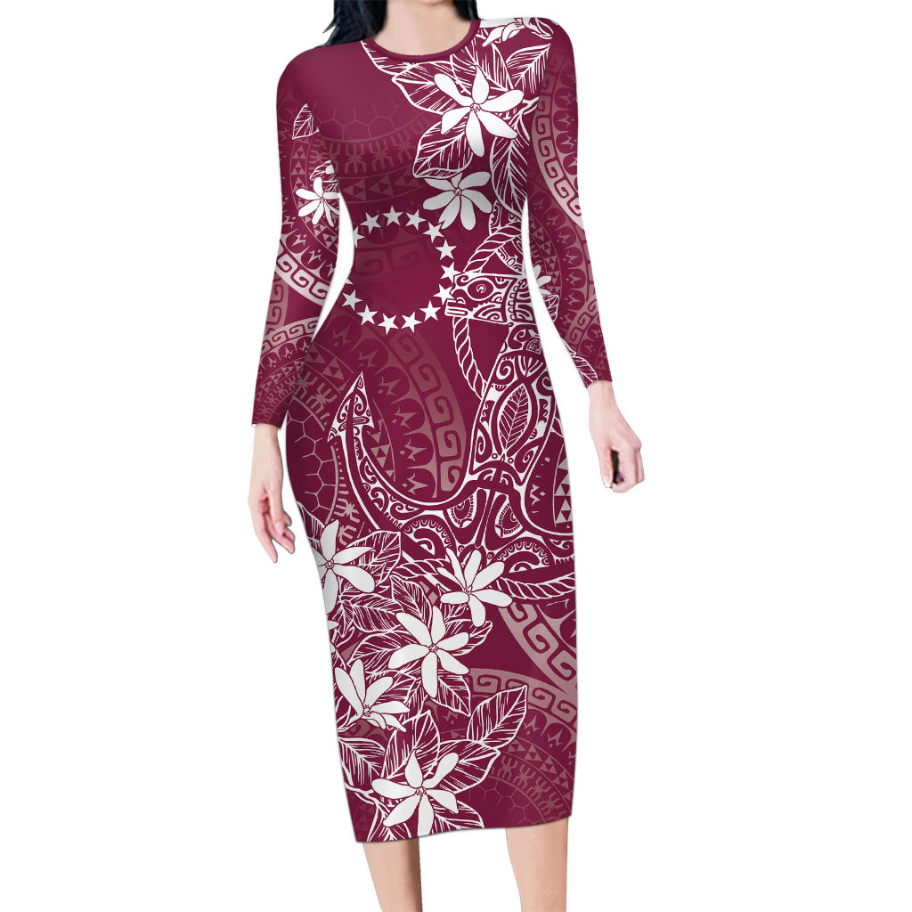 Maroon Kuki Airani Tapakau Family Matching Long Sleeve Bodycon Dress and Hawaiian Shirt Tribal Anchor Mix Tiare