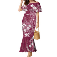 Maroon Kuki Airani Tapakau Family Matching Mermaid Dress and Hawaiian Shirt Tribal Anchor Mix Tiare