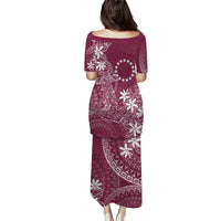 Maroon Kuki Airani Tapakau Family Matching Puletasi and Hawaiian Shirt Tribal Anchor Mix Tiare