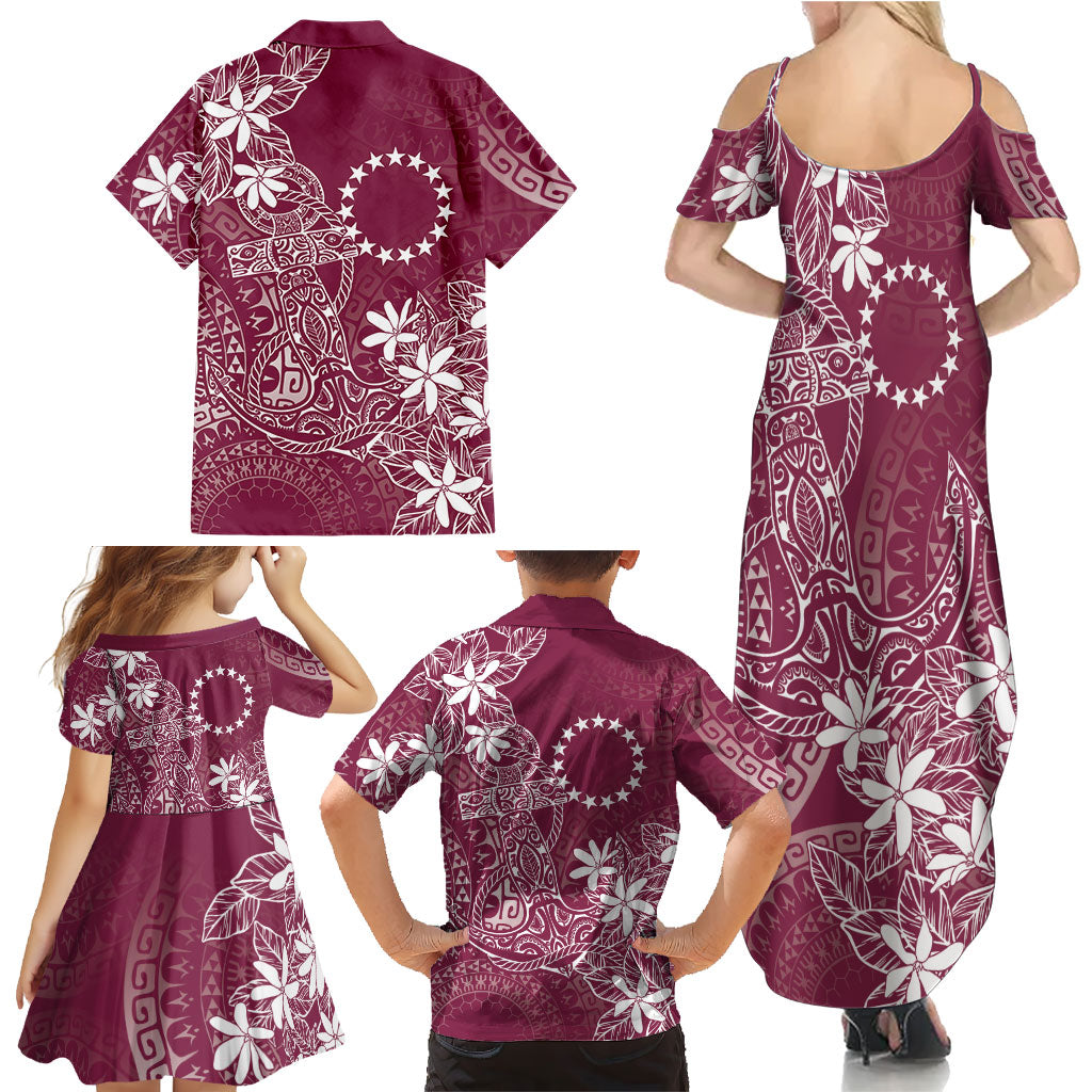 Maroon Kuki Airani Tapakau Family Matching Summer Maxi Dress and Hawaiian Shirt Tribal Anchor Mix Tiare