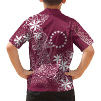 Maroon Kuki Airani Tapakau Hawaiian Shirt Tribal Anchor Mix Tiare