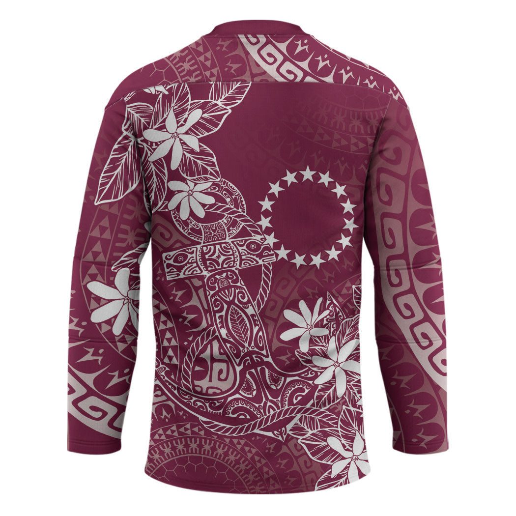 Maroon Kuki Airani Tapakau Hockey Jersey Tribal Anchor Mix Tiare