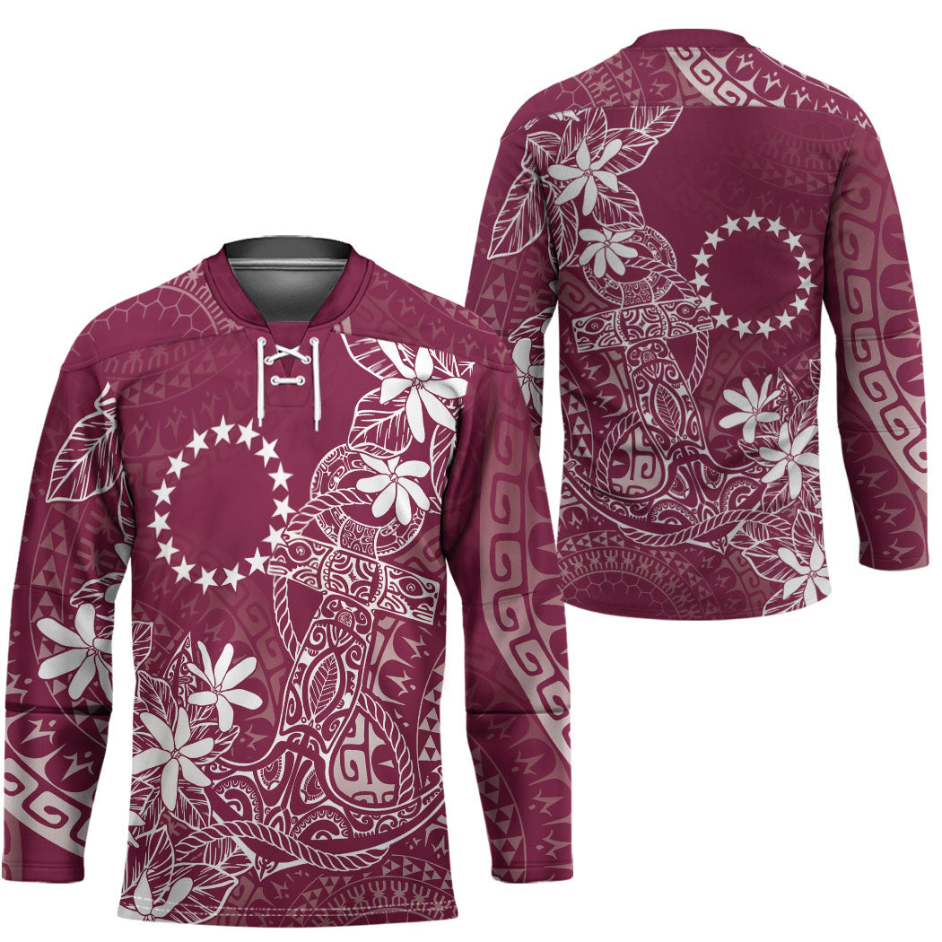 Maroon Kuki Airani Tapakau Hockey Jersey Tribal Anchor Mix Tiare