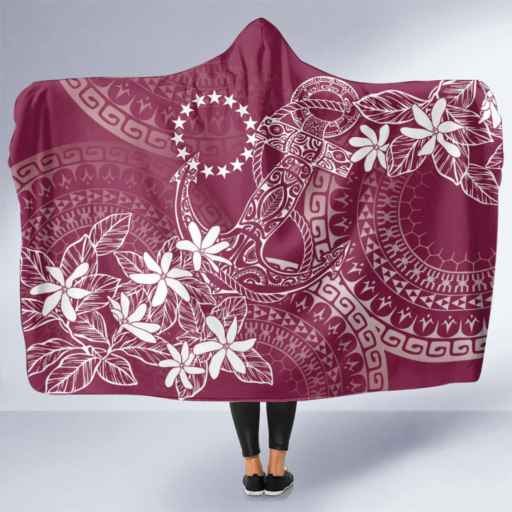 Maroon Kuki Airani Tapakau Hooded Blanket Tribal Anchor Mix Tiare
