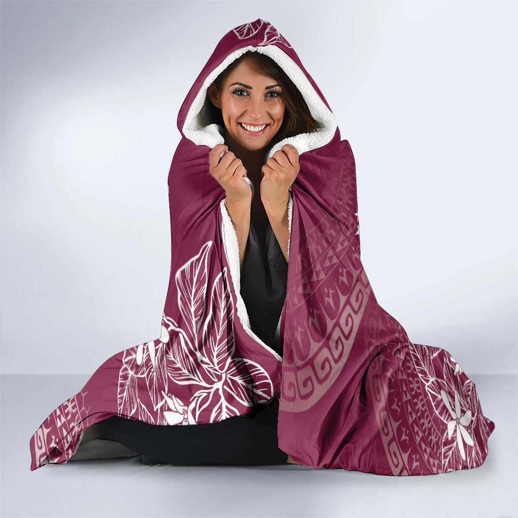 Maroon Kuki Airani Tapakau Hooded Blanket Tribal Anchor Mix Tiare