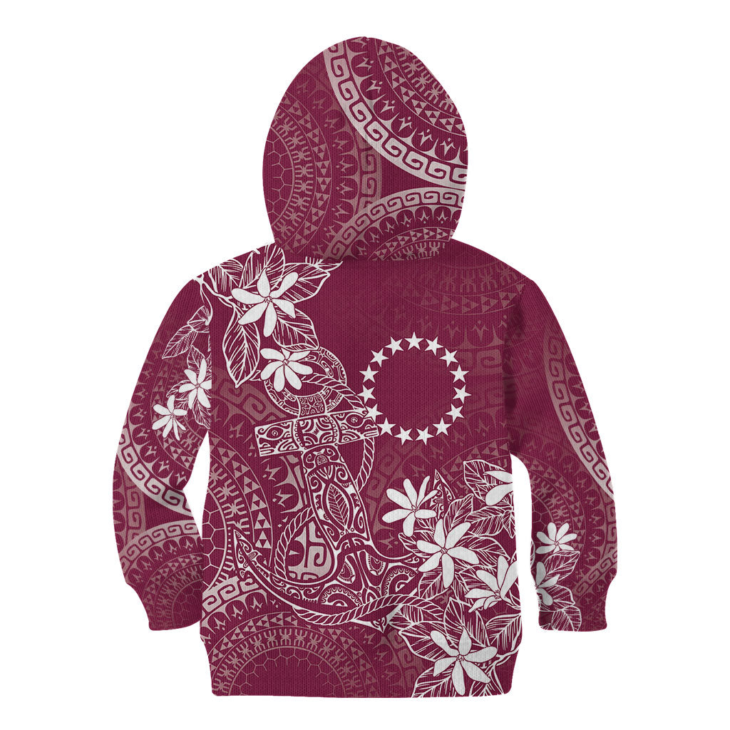 Maroon Kuki Airani Tapakau Kid Hoodie Tribal Anchor Mix Tiare