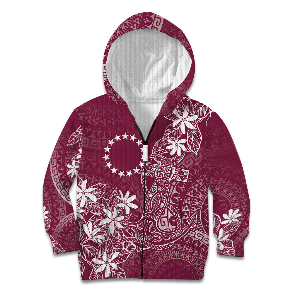 Maroon Kuki Airani Tapakau Kid Hoodie Tribal Anchor Mix Tiare
