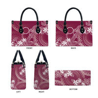 Maroon Kuki Airani Tapakau Leather Bag Tribal Anchor Mix Tiare