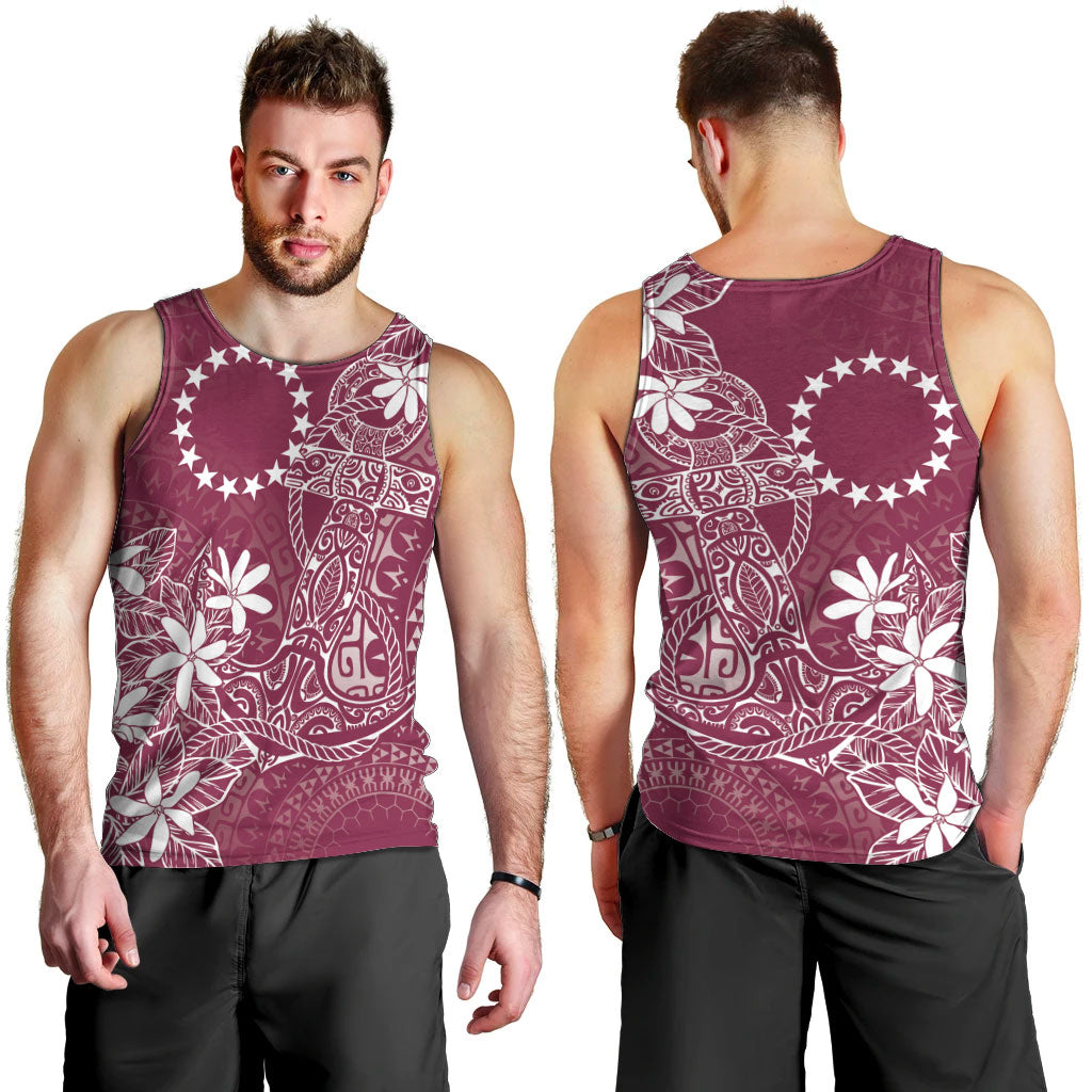 Maroon Kuki Airani Tapakau Men Tank Top Tribal Anchor Mix Tiare