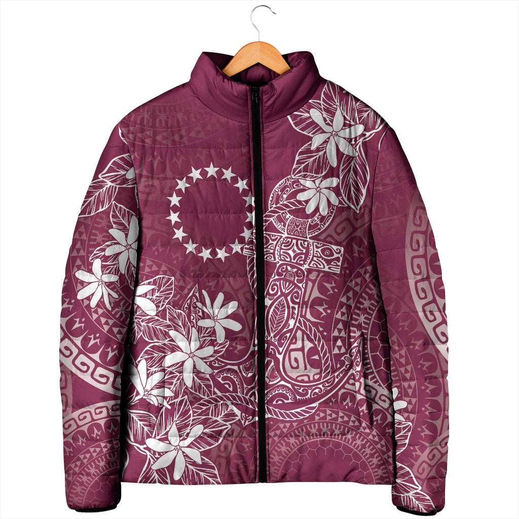 Maroon Kuki Airani Tapakau Padded Jacket Tribal Anchor Mix Tiare