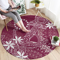 Maroon Kuki Airani Tapakau Round Carpet Tribal Anchor Mix Tiare