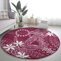 Maroon Kuki Airani Tapakau Round Carpet Tribal Anchor Mix Tiare