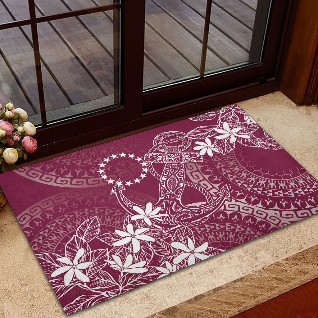Maroon Kuki Airani Tapakau Rubber Doormat Tribal Anchor Mix Tiare