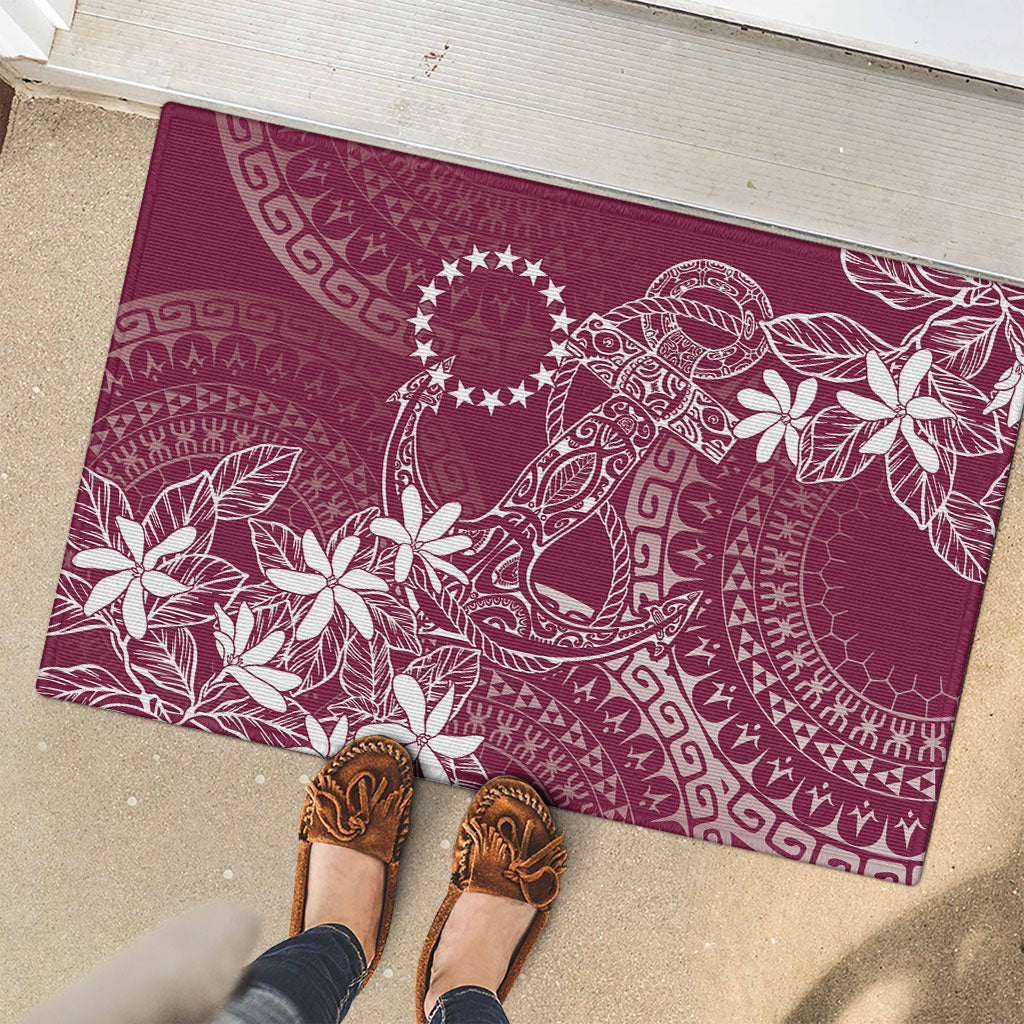 Maroon Kuki Airani Tapakau Rubber Doormat Tribal Anchor Mix Tiare