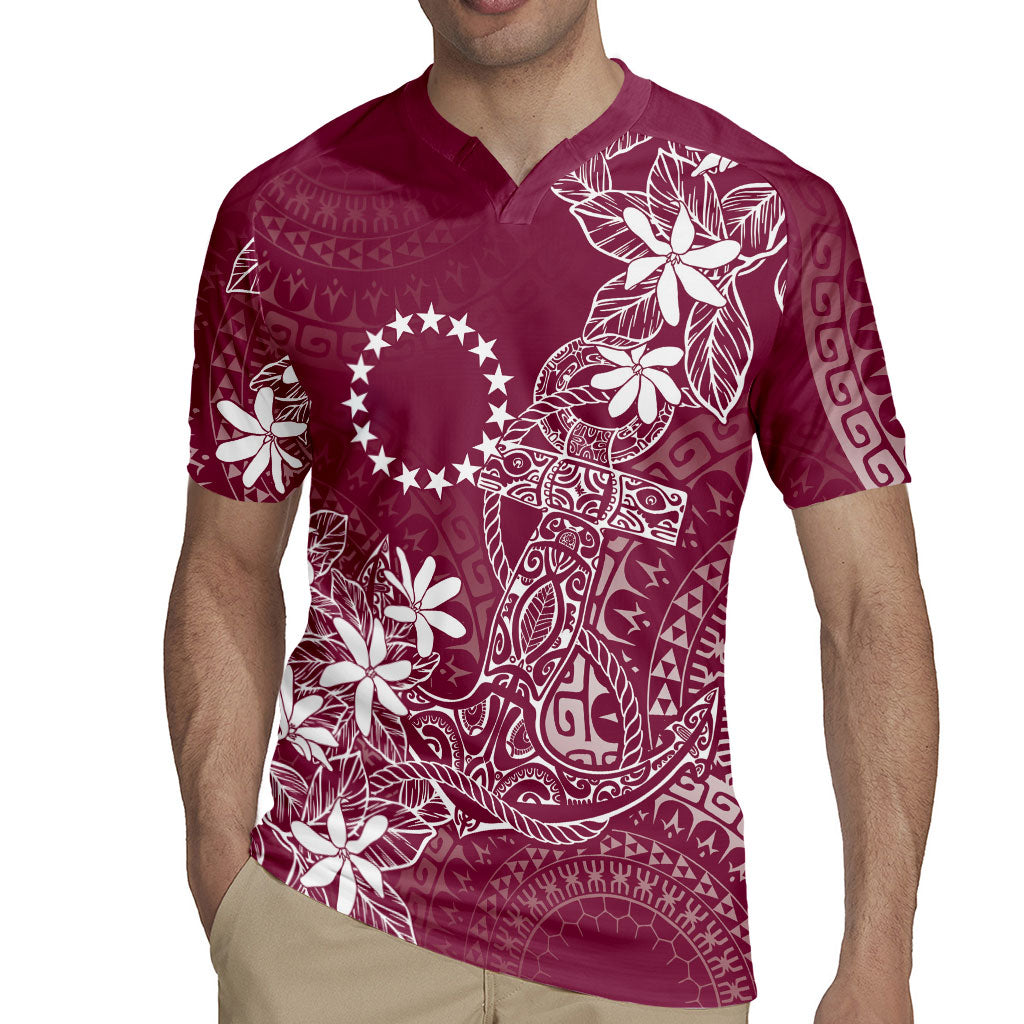 Maroon Kuki Airani Tapakau Rugby Jersey Tribal Anchor Mix Tiare