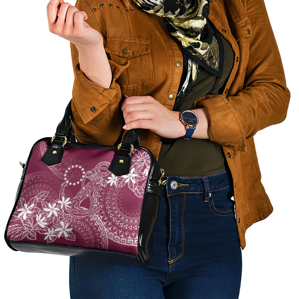Maroon Kuki Airani Tapakau Shoulder Handbag Tribal Anchor Mix Tiare