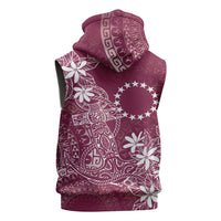 Maroon Kuki Airani Tapakau Sleeveless Hoodie Tribal Anchor Mix Tiare