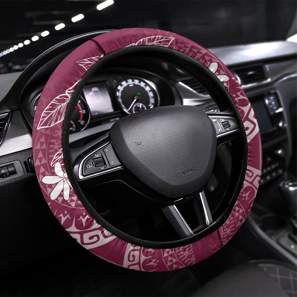 Maroon Kuki Airani Tapakau Steering Wheel Cover Tribal Anchor Mix Tiare LT7 Universal Fit Maroon - Polynesian Pride