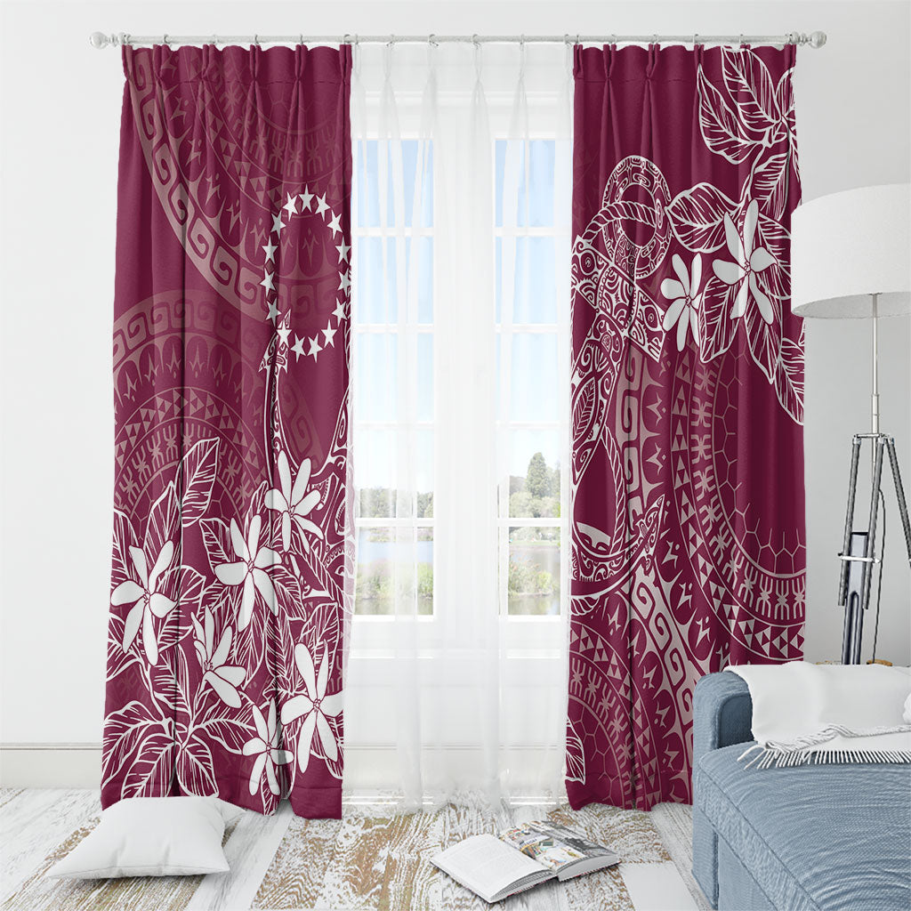 Maroon Kuki Airani Tapakau Window Curtain Tribal Anchor Mix Tiare