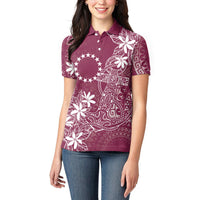 Maroon Kuki Airani Tapakau Women Polo Shirt Tribal Anchor Mix Tiare