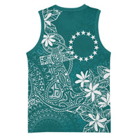 Teal Kuki Airani Tapakau Basketball Jersey Tribal Anchor Mix Tiare