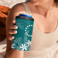 Teal Kuki Airani Tapakau 4 in 1 Can Cooler Tumbler Tribal Anchor Mix Tiare