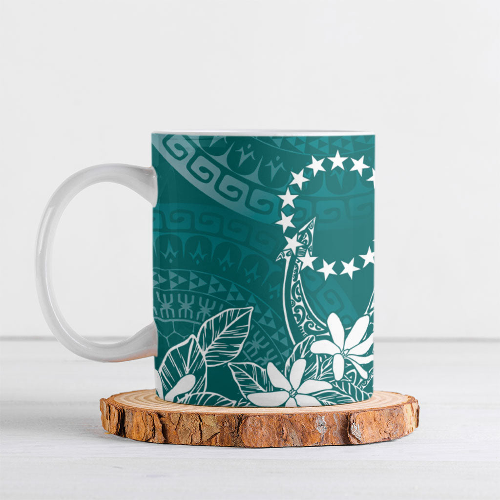 Teal Kuki Airani Tapakau Ceramic Mug Tribal Anchor Mix Tiare