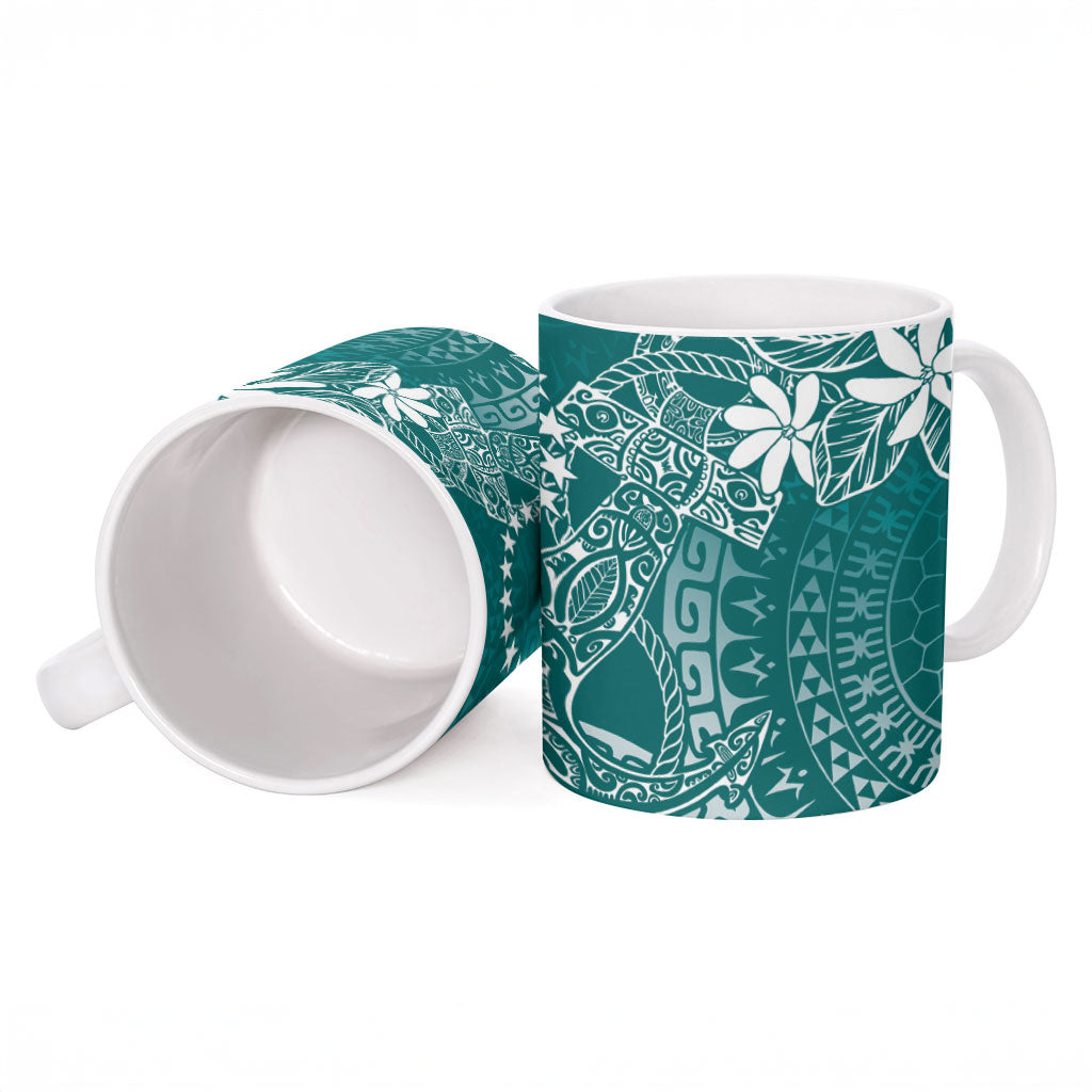Teal Kuki Airani Tapakau Ceramic Mug Tribal Anchor Mix Tiare