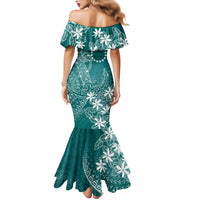 Teal Kuki Airani Tapakau Family Matching Mermaid Dress and Hawaiian Shirt Tribal Anchor Mix Tiare