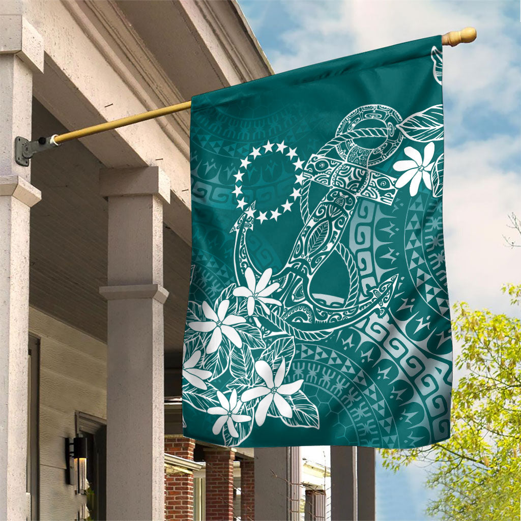 Teal Kuki Airani Tapakau Garden Flag Tribal Anchor Mix Tiare LT7 House Flag Teal - Polynesian Pride