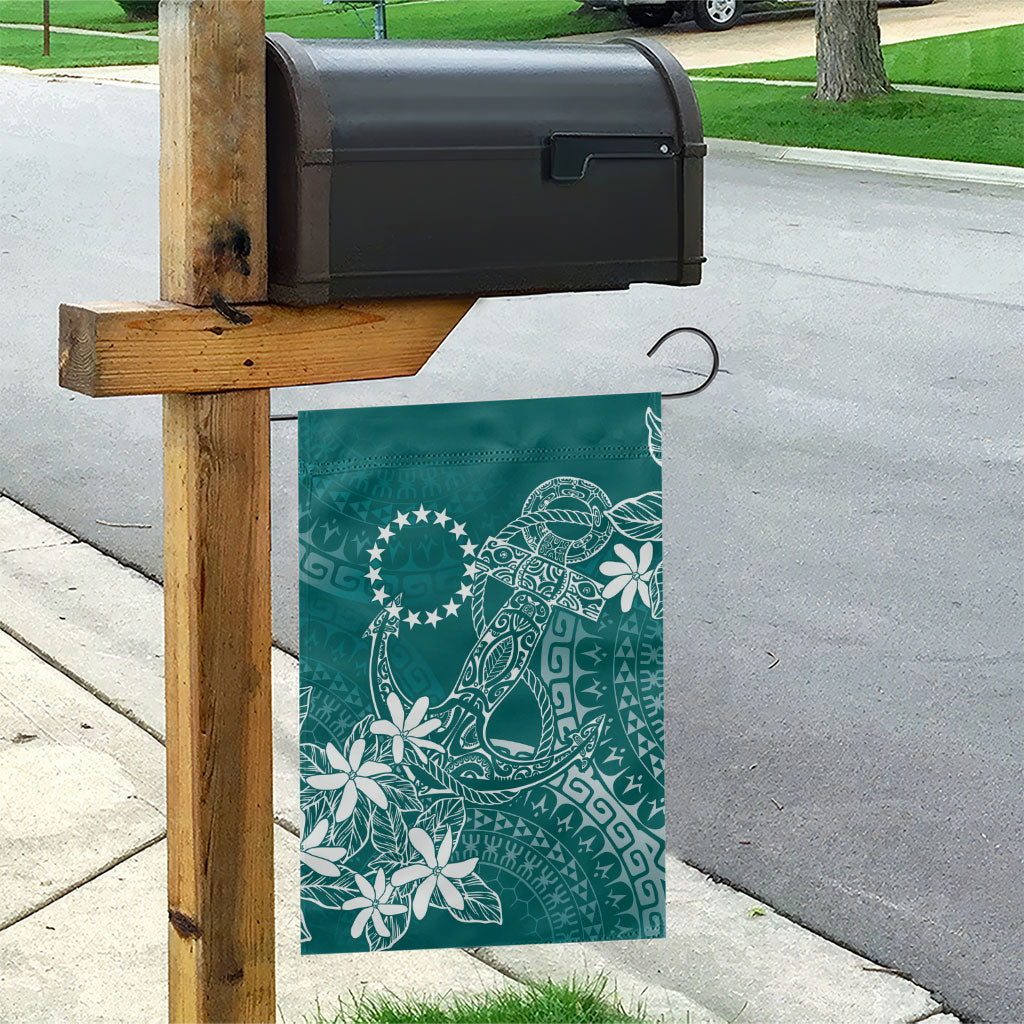 Teal Kuki Airani Tapakau Garden Flag Tribal Anchor Mix Tiare