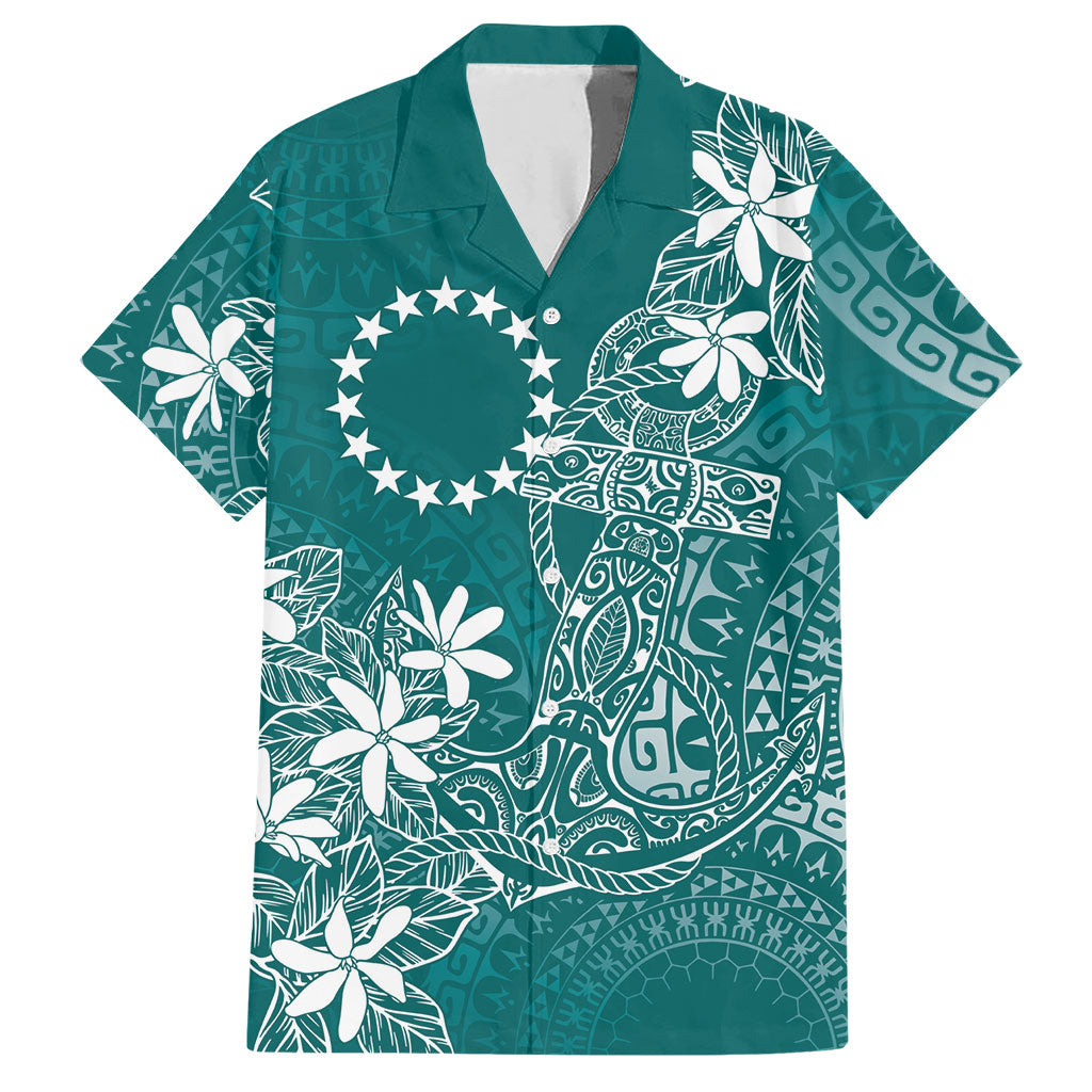 Teal Kuki Airani Tapakau Hawaiian Shirt Tribal Anchor Mix Tiare