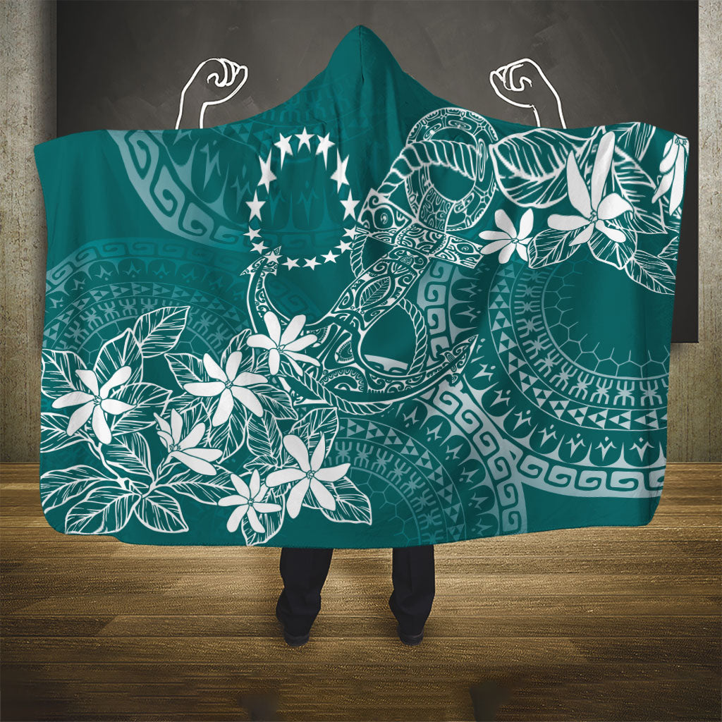 Teal Kuki Airani Tapakau Hooded Blanket Tribal Anchor Mix Tiare