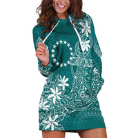 Teal Kuki Airani Tapakau Hoodie Dress Tribal Anchor Mix Tiare
