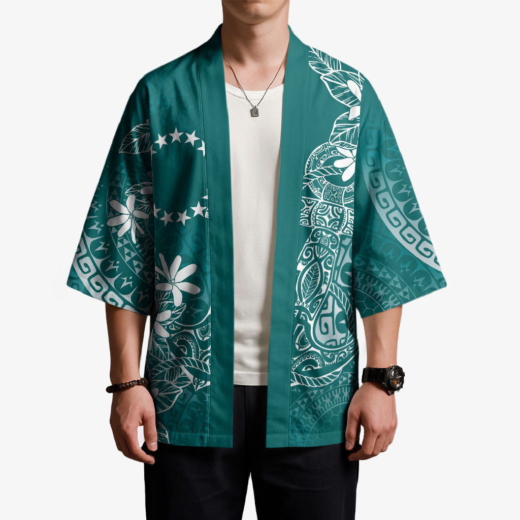 Teal Kuki Airani Tapakau Kimono Tribal Anchor Mix Tiare