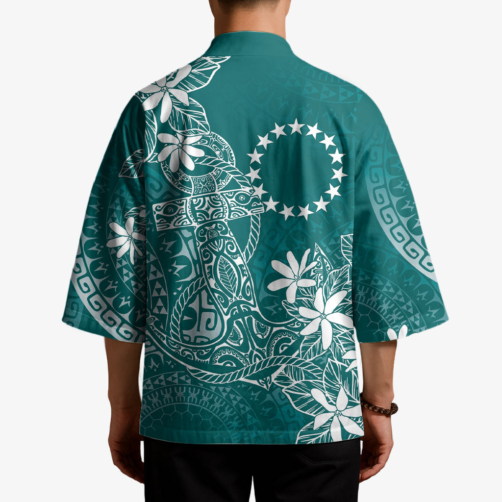 Teal Kuki Airani Tapakau Kimono Tribal Anchor Mix Tiare