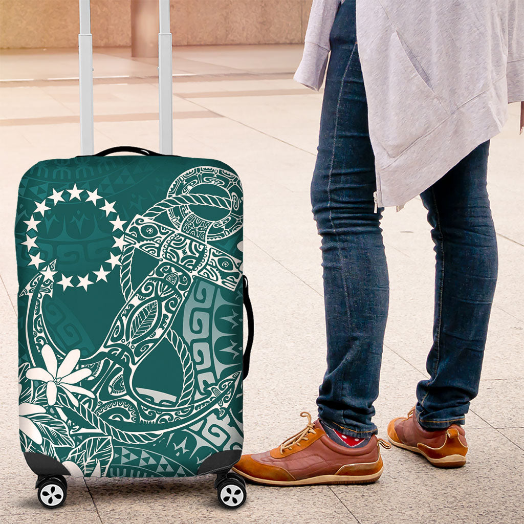 Teal Kuki Airani Tapakau Luggage Cover Tribal Anchor Mix Tiare