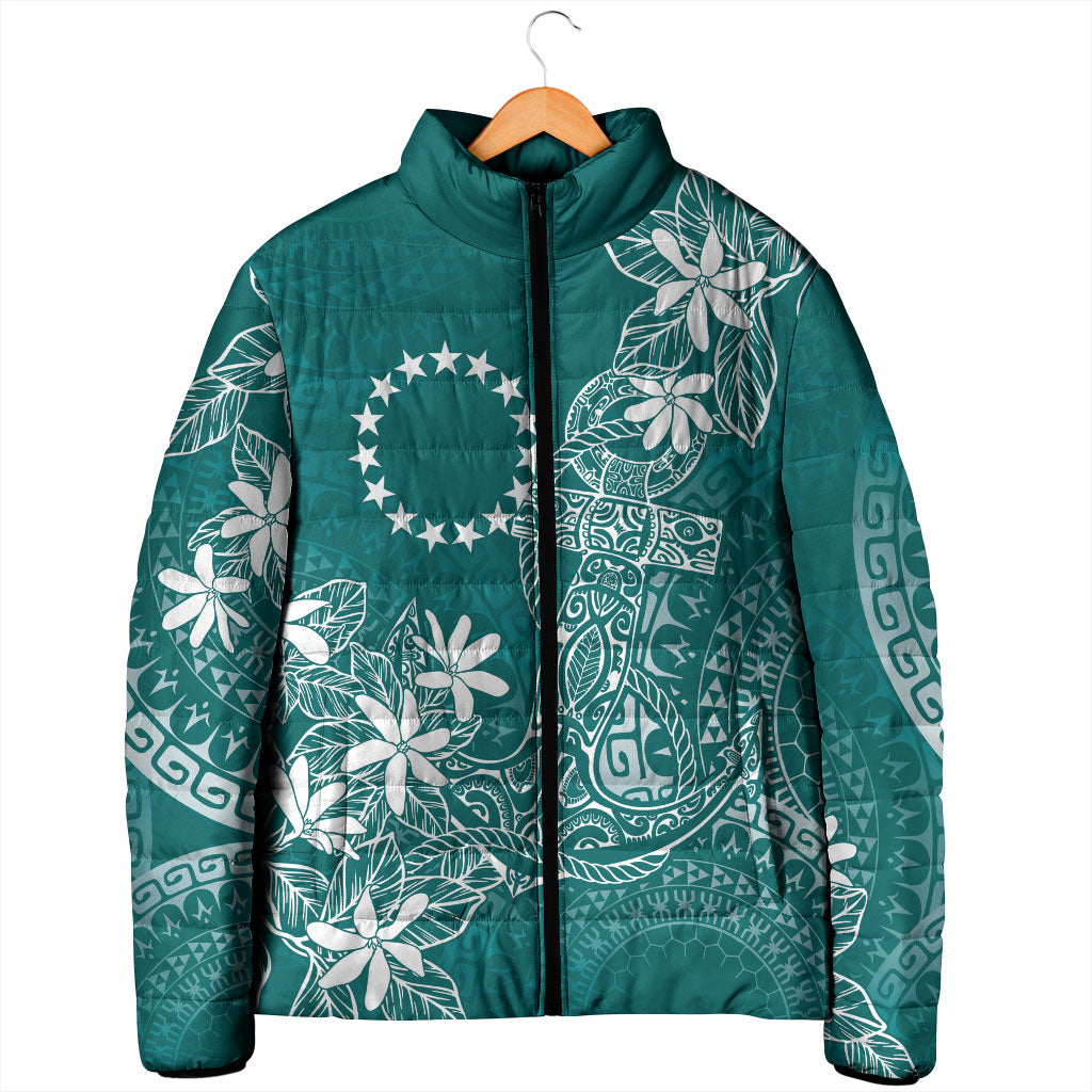 Teal Kuki Airani Tapakau Padded Jacket Tribal Anchor Mix Tiare