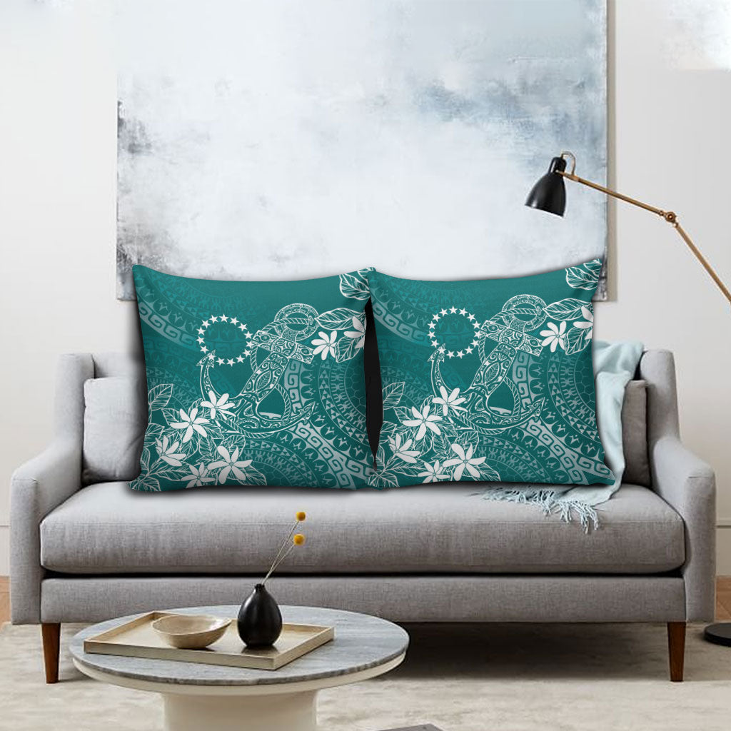 Teal Kuki Airani Tapakau Pillow Cover Tribal Anchor Mix Tiare