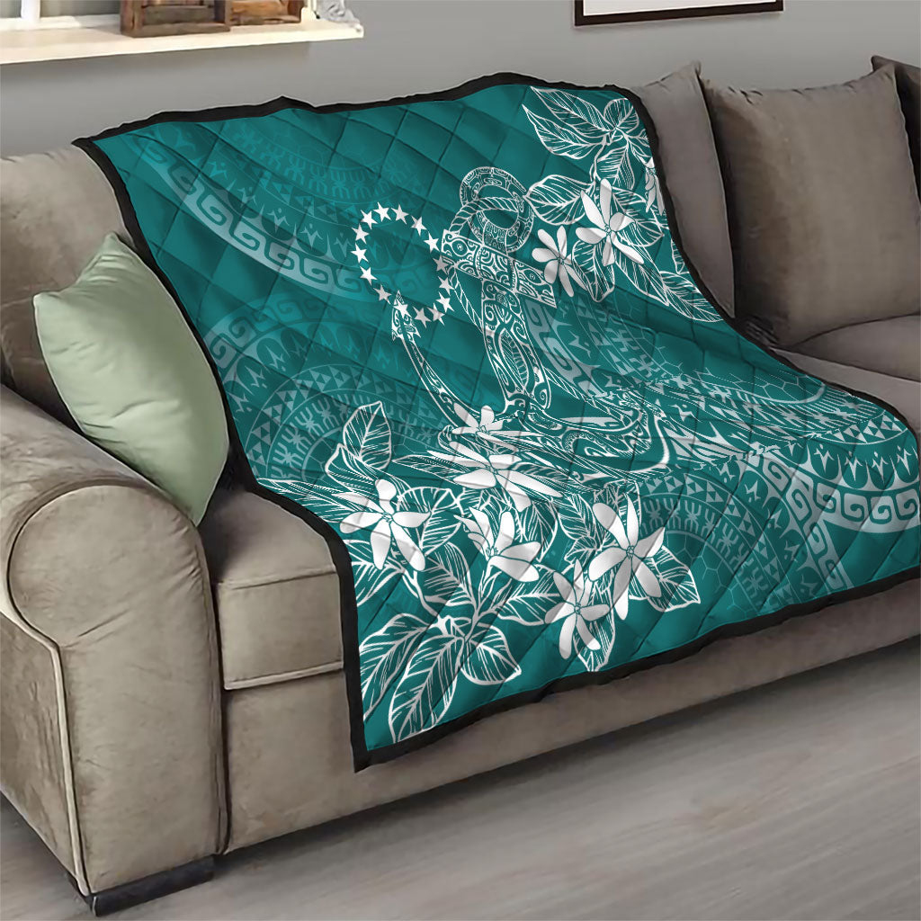 Teal Kuki Airani Tapakau Quilt Tribal Anchor Mix Tiare
