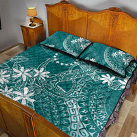 Teal Kuki Airani Tapakau Quilt Bed Set Tribal Anchor Mix Tiare