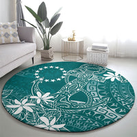 Teal Kuki Airani Tapakau Round Carpet Tribal Anchor Mix Tiare