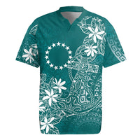 Teal Kuki Airani Tapakau Rugby Jersey Tribal Anchor Mix Tiare